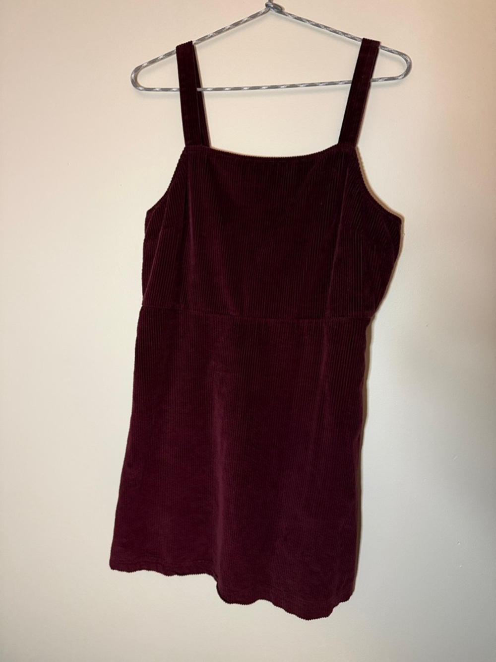 American Eagle Outfitters Burgundy Corduroy Mini Dress Size L Front Zip Y2K